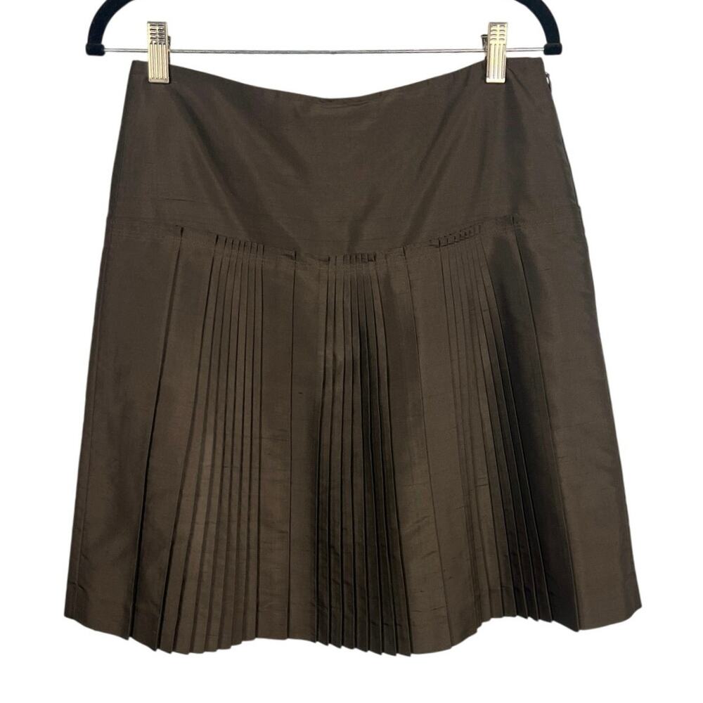 Ann Taylor Loft 100% Silk Pleated Skirt Size 4